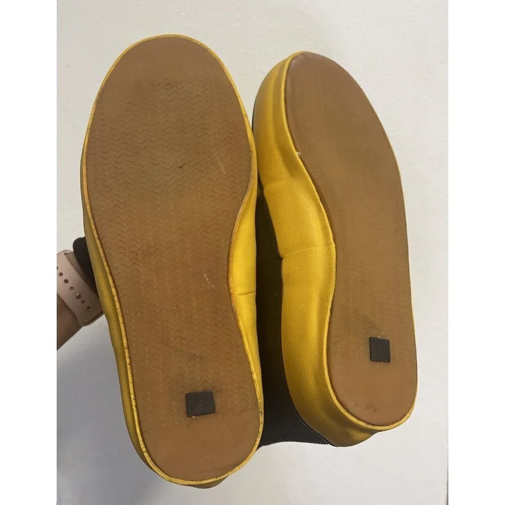 West Marine Tall Blue Yellow‎ Rubber Boat Deck Boots size 4 with drawstring